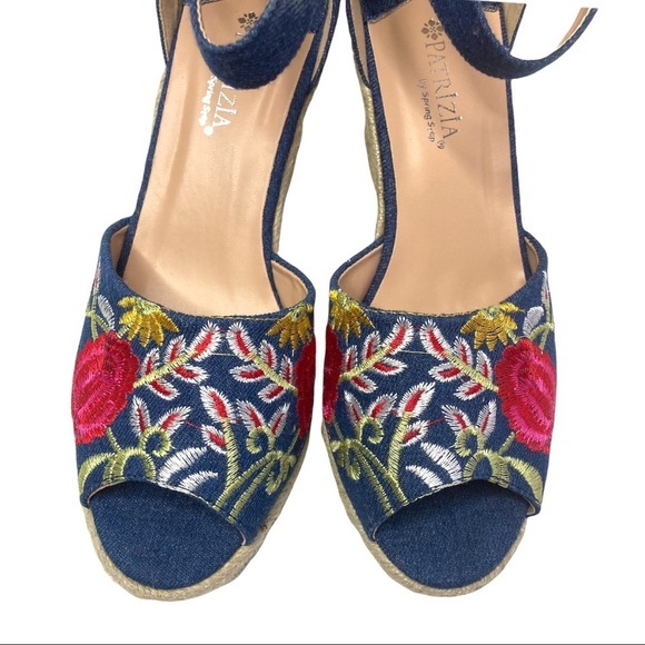 Blue Denim Embroidered Espadrilles - Picture 4 of 8